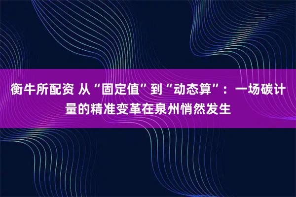 衡牛所配资 从“固定值”到“动态算”:一场碳计量的精准变革在泉州悄然发生
