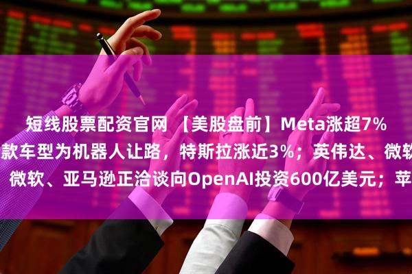 短线股票配资官网 【美股盘前】Meta涨超7%，微软跌超5%；停产两款车型为机器人让路，特斯拉涨近3%；英伟达、微软、亚马逊正洽谈向OpenAI投资600亿美元；苹果将在盘后发布财报